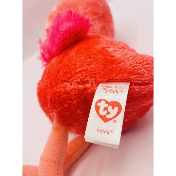Ty Silk Plush Beanie Baby Boo's 7" Pink Flamingo 2017 GILDA Retired P12 - Picture 7 of 7